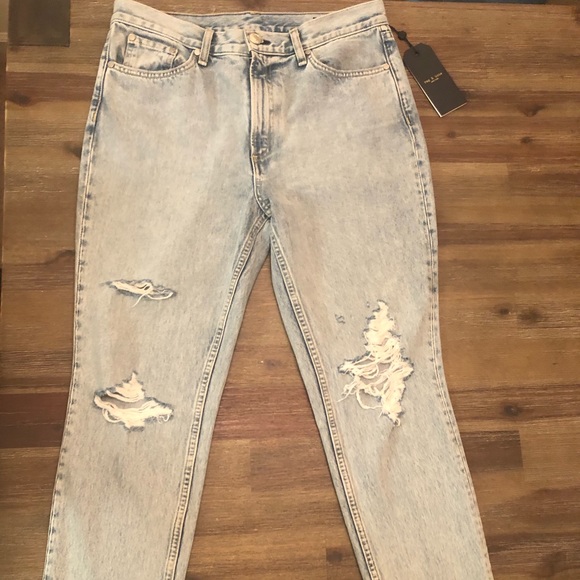 rag & bone Denim - Rag & Bone High Waist Distressed Skinny Ankle Jean